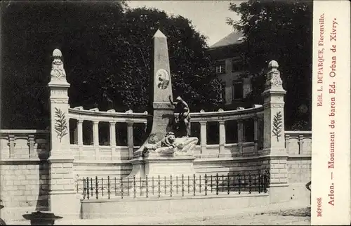 Ak Arlon Aarlen Wallonien Luxemburg, Monumentr du baron Ed. Orban de Xivry, Denkmal