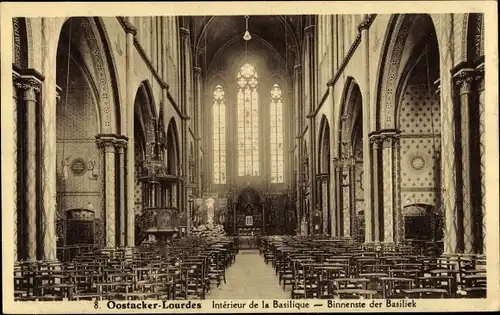 Ak Oostacker Lourdes Ostflandern, Interieur de la Basilique