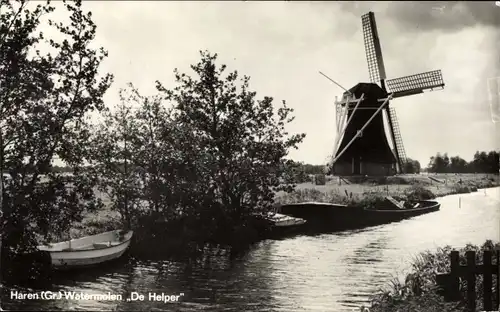 Ak Haren Groningen Niederlande, Watermolen De Helper