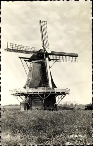 Ak Diever Drenthe Niederlande, Molen