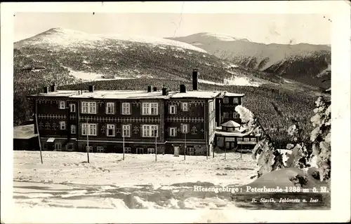 Ak Spindleruv Mlýn Spindlermühle Riesengebirge Region Königgrätz, Peterbaude, Petrova bouda