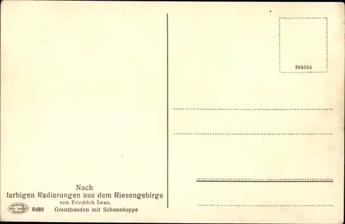 Künstler Ak Iwan, Friedrich, Grenzbauden mit Schneekoppe, Winter, Schnee