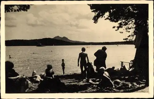 Ak Doksy Hirschberg am See Region Reichenberg, Uferpartie