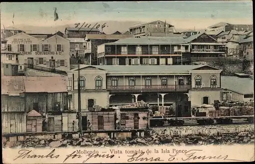 Ak Mollendo Peru, Vista tomada de la Isla Ponce