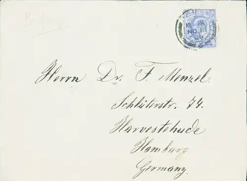 Briefumschlag Sammlergemeinschaft Kosmos, Briefmarke, F. Menzel Harvestehude