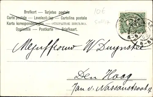 Litho Vermenschlichte Katze, Handtasche, Monokel