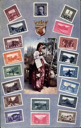 Briefmarken Ak Bosnien Herzegowina, Bosnierin in Landestracht