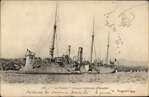 Ak Französisches Kriegsschiff, Le Troude, Croiseur eclaireur d'escadre