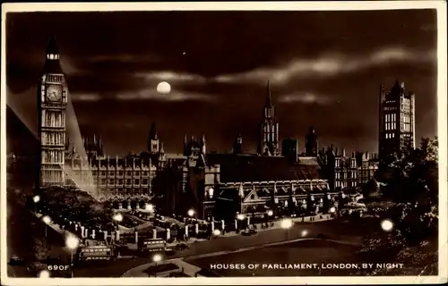 Ak London City England, Houses of Parliament by Night