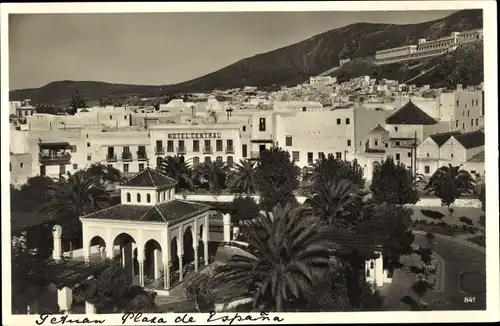 Ak Tetuan Tétouan Marokko, Plaza de Espana, Hotel Central
