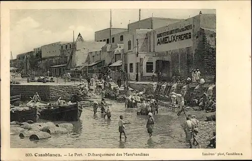 Ak Casablanca Marokko, Le Port, Debarquement des Marchandises