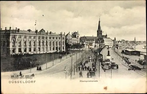 Ak Düsseldorf am Rhein, Rheinpromenade