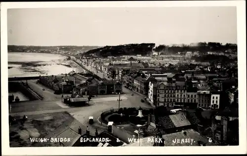 Foto Ak St. Helier Kanalinsel Jersey, Weigh-Bridge, Esplanade, West Park