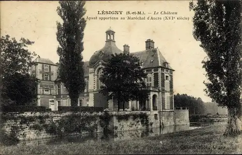 Ak Lesigny Seine et Marne, Château