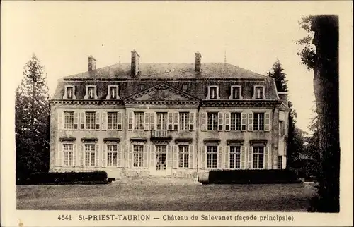 Ak Saint Priest Taurion Haute Vienne, Chateau de Salevanet, facade principale