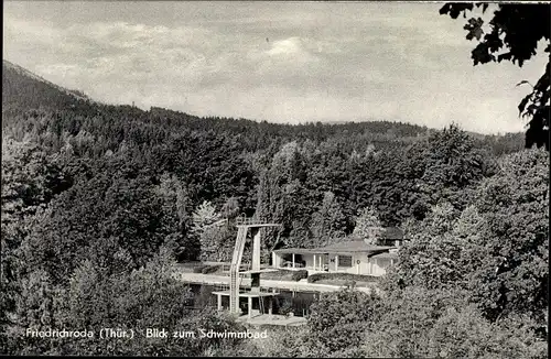 Ak Friedrichroda im Thüringer Wald, Schwimmbad, Sprungturm