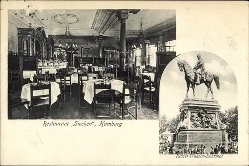 Ak Hamburg, Restaurant Siechen, Kaiser-Wilhelm-Denkmal