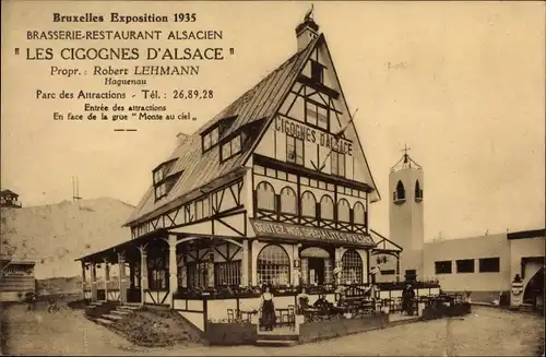 Ak Bruxelles Brüssel, Exposition 1935, Restaurant Les Cigognes D'Alsace