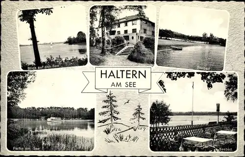 Ak Haltern am See Westfalen, Seeblick, Seebad, Saarpartie