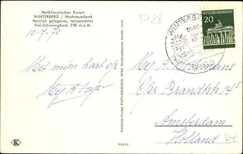 Ak Winterberg im Sauerland, Partie im Freibad, Sprungturm