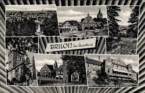 Ak Brilon im Sauerland, Totale, Markt, Erholungsheim am Drübel, Derker Tor, Pfarrkirche