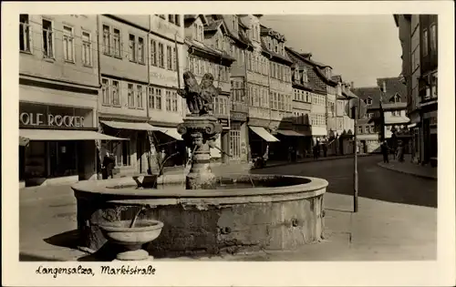 Ak Bad Langensalza in Thüringen, Marktstraße, Brunnen