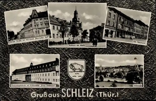 Ak Schleiz im Vogtland Thüringen, Rathaus, Hotel Bayrischer Hof, Kreisratgebäude, Kulturstätte