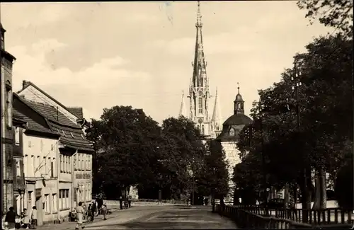 Ak Mühlhausen in Thüringen, Straßenpartie mit Marienkirche