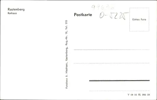 Ak Rastenberg in Thüringen, Rathaus, Ratskeller, HO-Gaststätte