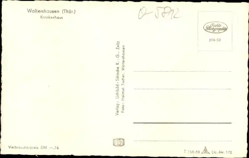 Ak Waltershausen in Thüringen, Krankenhaus