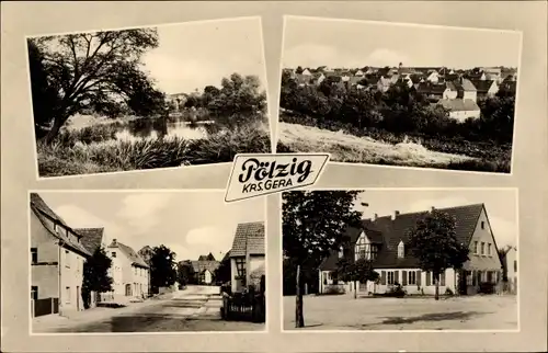 Ak Pölzig in Thüringen, Gasthof, Straße, Stadtblick