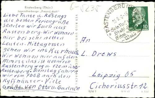 Ak Rastenberg in Thüringen, Jugendherberge Freundschaft