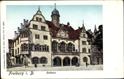 Golden Windows Leuchtfenster Ak Freiburg im Breisgau, Rathaus