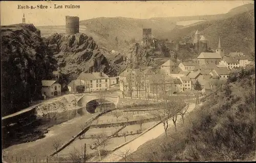 Ak Esch sur Sure Esch an der Sauer Luxemburg, Les ruines, Burgruine