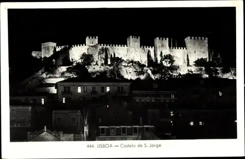 Ak Lisboa Lissabon Portugal, Castelo de S. Jorge, Nachtansicht