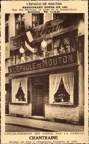 Ak Bruxelles Brüssel, Restaurant L'Epaule de Mouton, Rue des Harengs 16