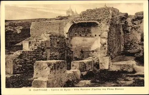 Ak Carthage Karthago Tunesien, Colline de Byrsa, Villa Romaine, Ruine