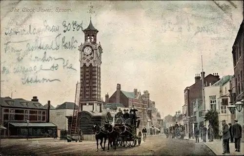 Ak Epsom Surrey England, The Clock Tower