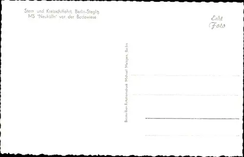Ak Stern- und Kreisschifffahrt Berlin Steglitz, MS Neukölln vor der Badewiese