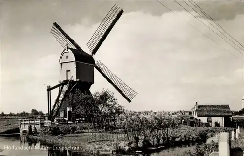 Ak Hollandsch Molenlandschap, Niederländische Windmühle