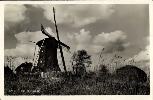 Foto Ak Mooi Drenthe Niederlande, Niederländische Windmühle, Wohnhaus