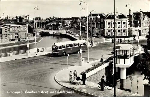 Ak Groningen Niederlande, Eendrachtsbrug met Eeldersingel