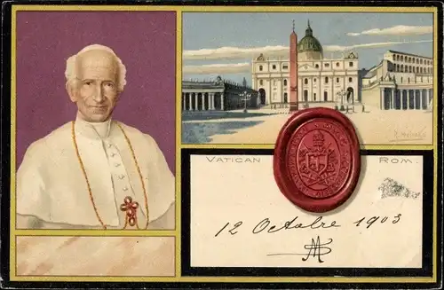 Künstler Litho Heineke, R., Vatikan Roma Rom Lazio, Papst Leo XIII., Vincenzo Gioacchino Pecci