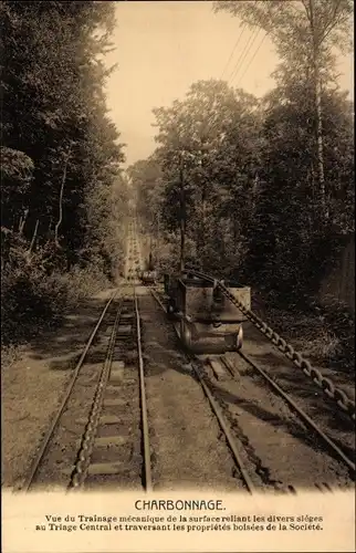 Ak Charbonnage, Vue du Trainage mecanique de la surface reliant des divers sieges au Triage Central