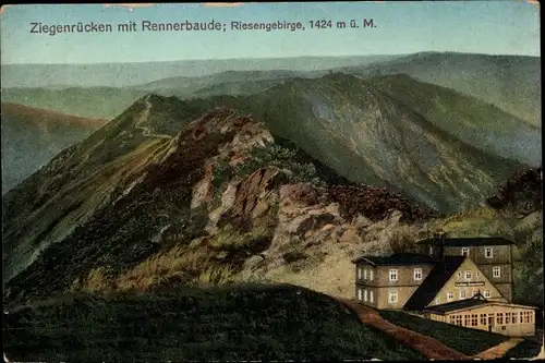 Ak Region Königgrätz Tschechen, Kozí hřbety, Ziegenrücken mit Rennerbaude