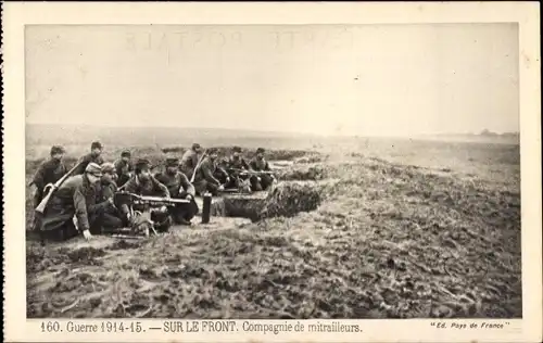 Ak Frankreich, Sur le Front, Compagnie de mitrailleurs, I WK