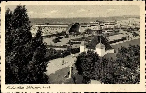 Ak Świnoujście Swinemünde Pommern, Blick zum Musikpavillon, Strand