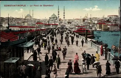 Ak Konstantinopel Istanbul Türkei, Pont dde Stamboul, Moschee