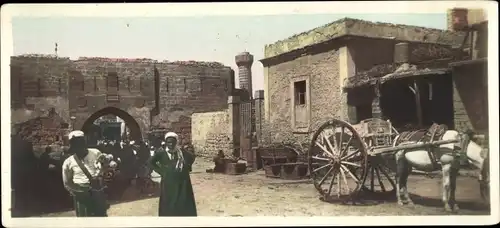 Ak Cairo Kairo Ägypten, Ortsansicht, Fuhrwerk, Pferd, Einheimische