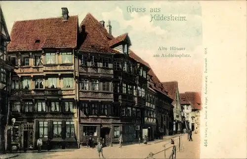 Ak Hildesheim in Niedersachsen, Partie am Andreasplatz, alte Häuser